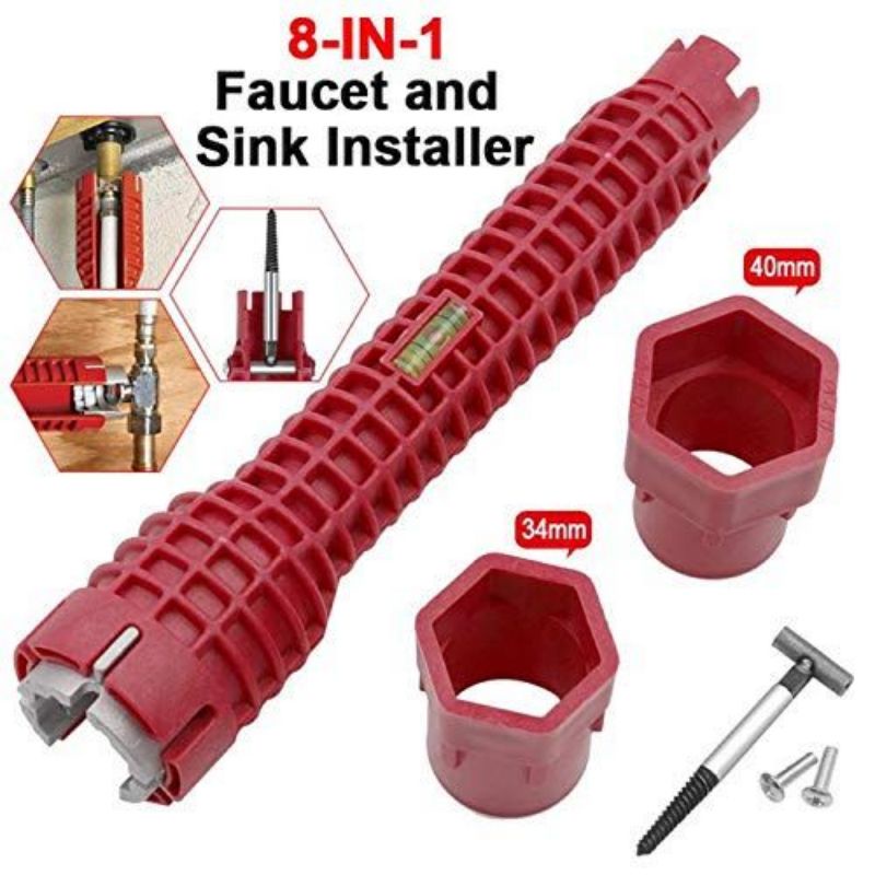 8 In 1 Kunci Pas Wastafel/Kunci Pipa Kran Watafel/Faucet Wrench Sink Installer Tool