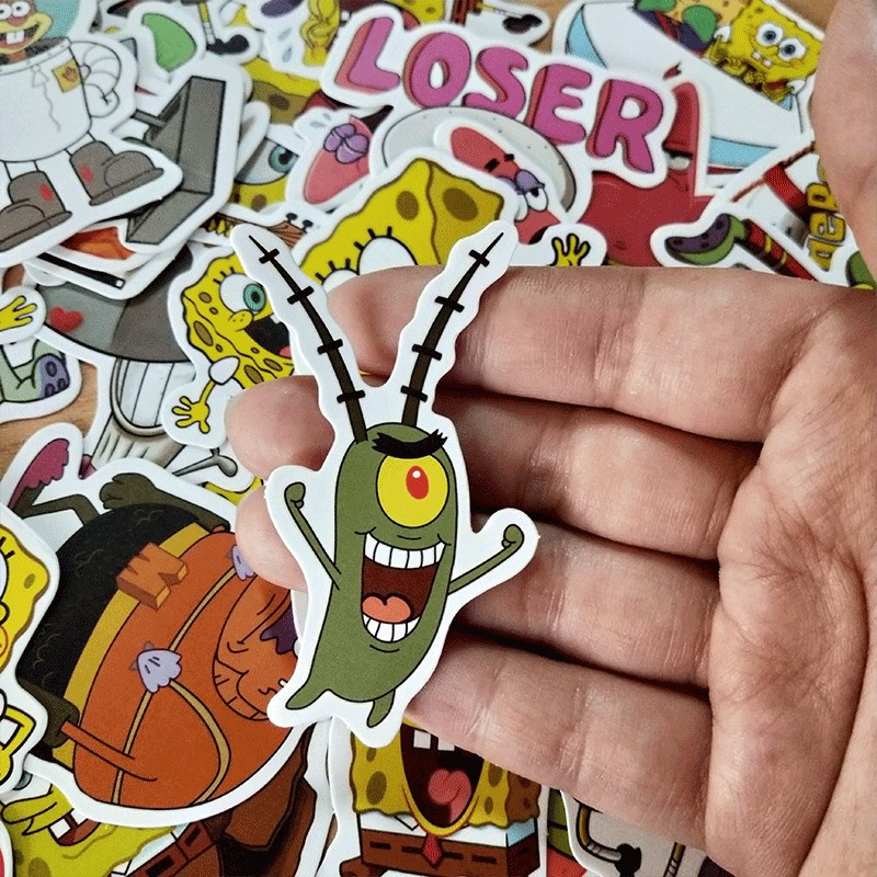 50 pieces of SpongeBob theme pattern children gift decoration scrapbook personalized luggage computer skateboard decoration stickers