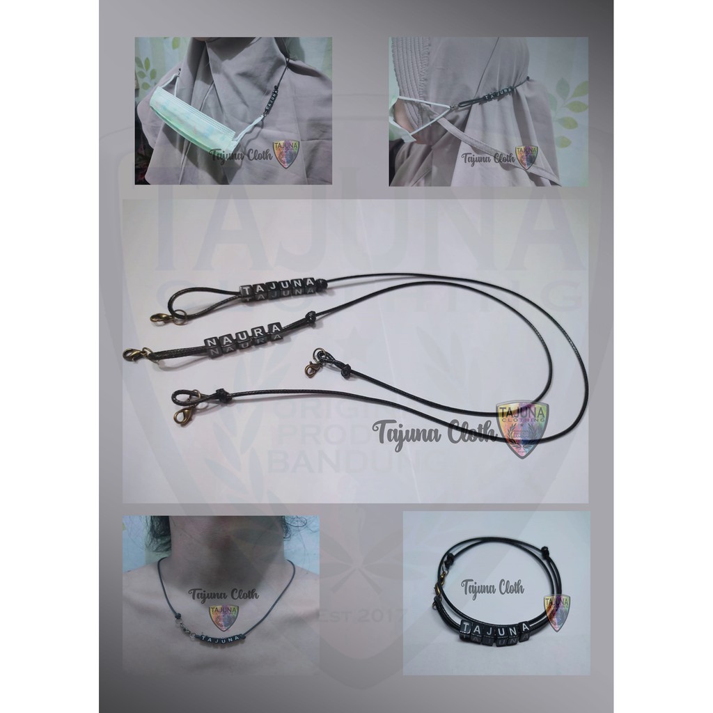 4 in 1 strap masker bisa custom nama/masker lanyard/kalung masker/gelang/konektor masker