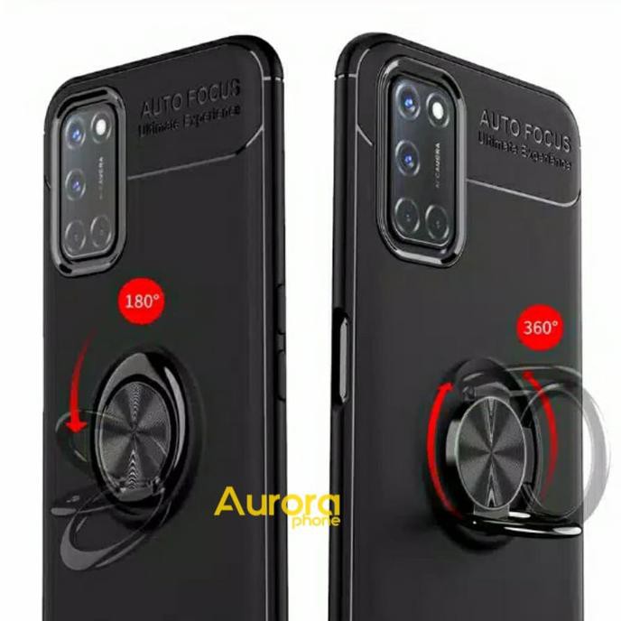 OPPO A52 / OPPP A92 SOFTCASE AUTOFOCUS INVISIBLE RING STAND CASING - HITAM