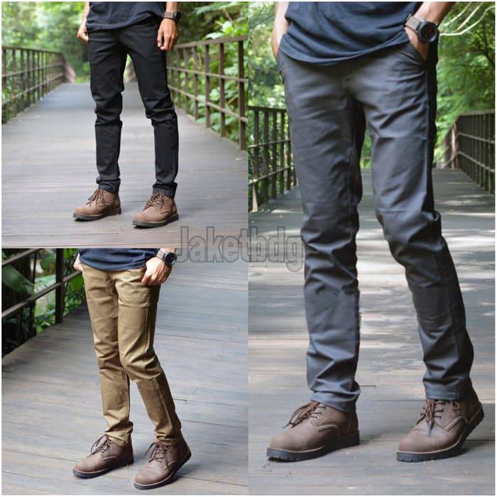 CELANA Pria SLIMFIT Panjang chino KERJA HARIAN HITAM MOCCA ABU GREY KREAM CREAM Sz 27 - 38