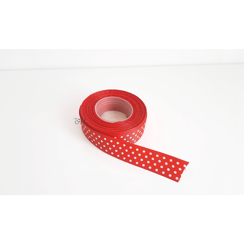 

Pita salur/gross grain polkadot RED/MERAH 1 inch (2.5 cm)