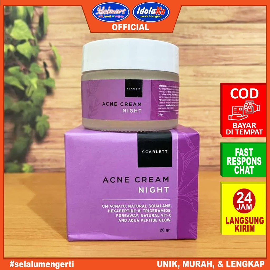 IDOLAKU Scarlett Whitening Acne Night Cream 20gr