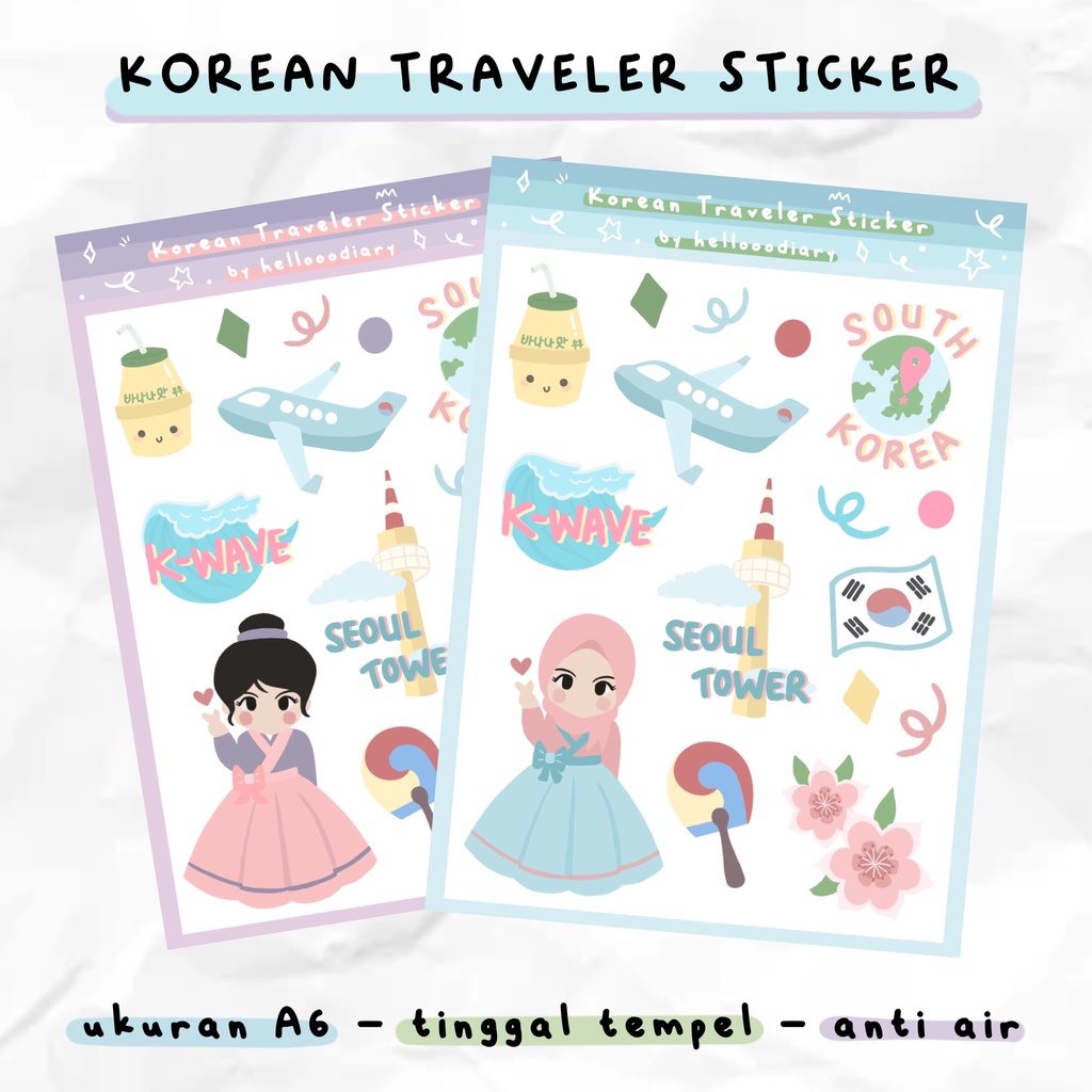 

Korean Traveler Art Sticker (16 Sticker) | Deco Sticker, Sticker Sheet | Korea, Travel, South Korea, Kwave, Hijab and Non Hijab
