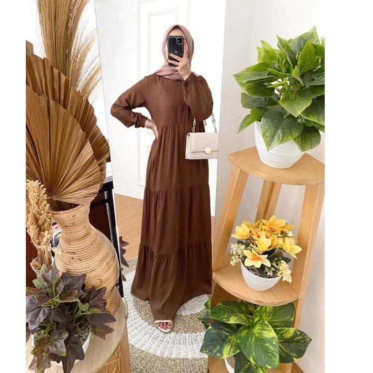Paling Diminati.. GAMIS POLOS BAHAN RAYON TWILL JUMBO BUSUI - AMARA HOMEY DRESS MAXI - BASIC BASIKA 