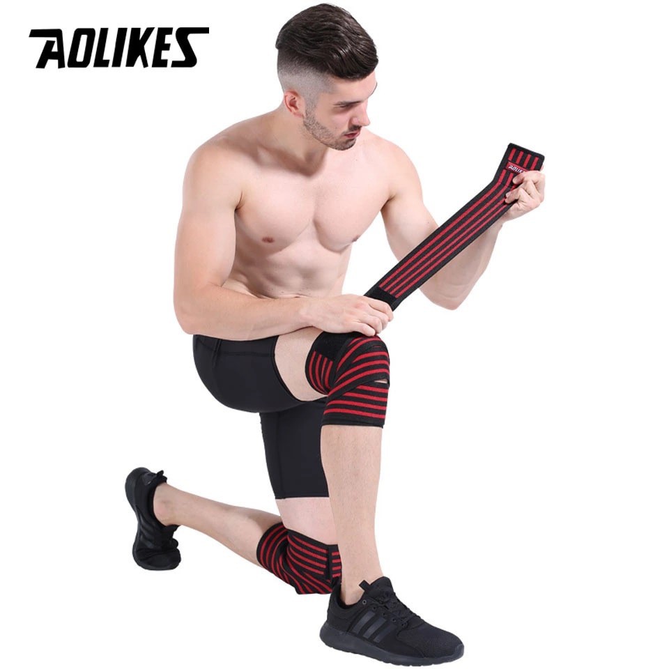 AOLIKES 7167 Knee Wrap / Knee Brace Support for Powerlifting - Deker Pelindung Lutut Kaki Olahraga