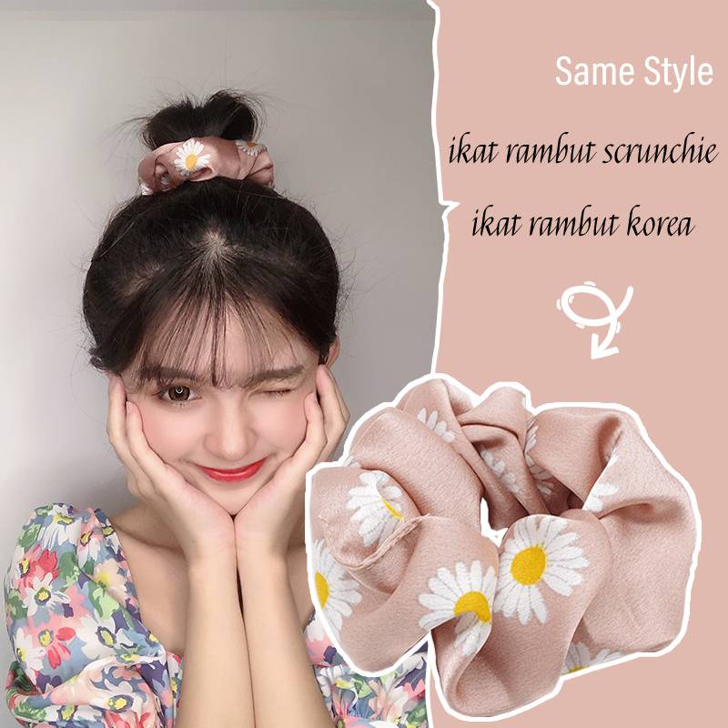 scrunchie satin/ikat rambut scrunchie/Ikat rambut Daisy/Ikat Rambut Wanita/ikat rambut korea//cepol jilbab scrunchie/Ikat Kepala/aksesoris rambut/pita rambut