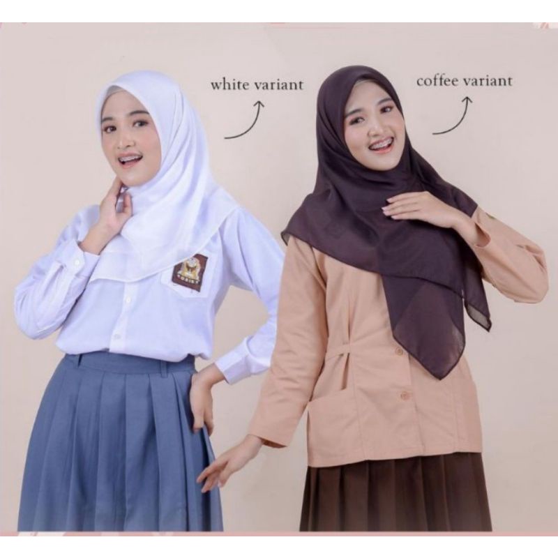Jilbab Segiempat Polos Bella Square Coklat Tua Putih Bersih Kerudung Segi Empat Kopi  Hijab Segi4 An