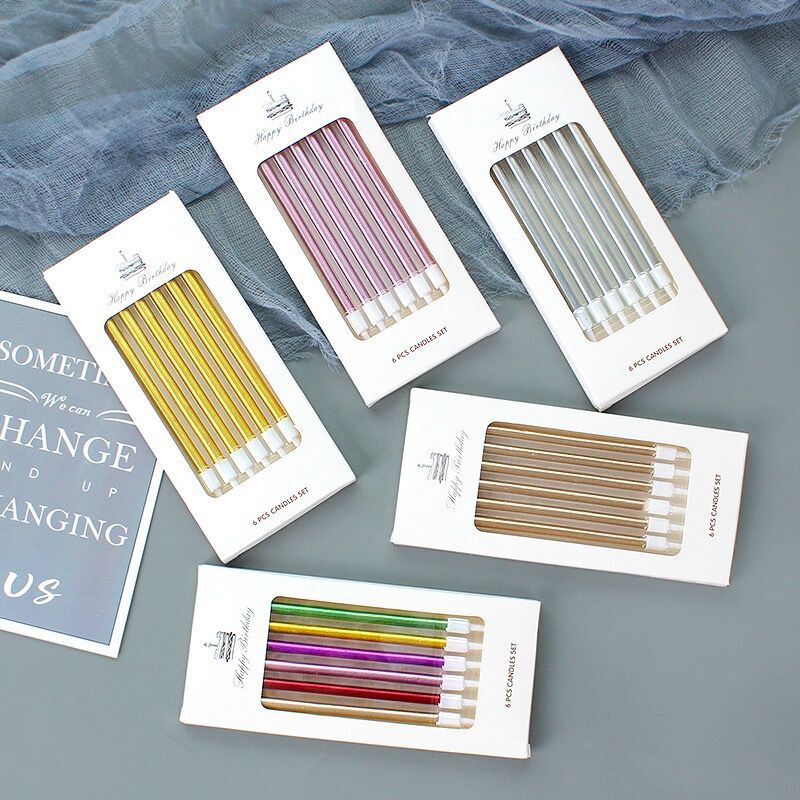COD❤Lilin Pensil Isi 6Pcs - Dekorasi Pesta Ulang Tahun Lilin Panjang Birthday Aone