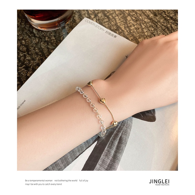 Perhiasan Gelang Kristal Ganda Desain Niche Untuk Wanita