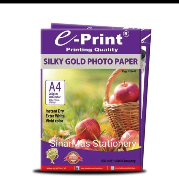 

Sale!!! Kertas Foto Eprint A4-260 Gsm - Print - Cetak - Silky Gold Photo Paper - Paling Dicari