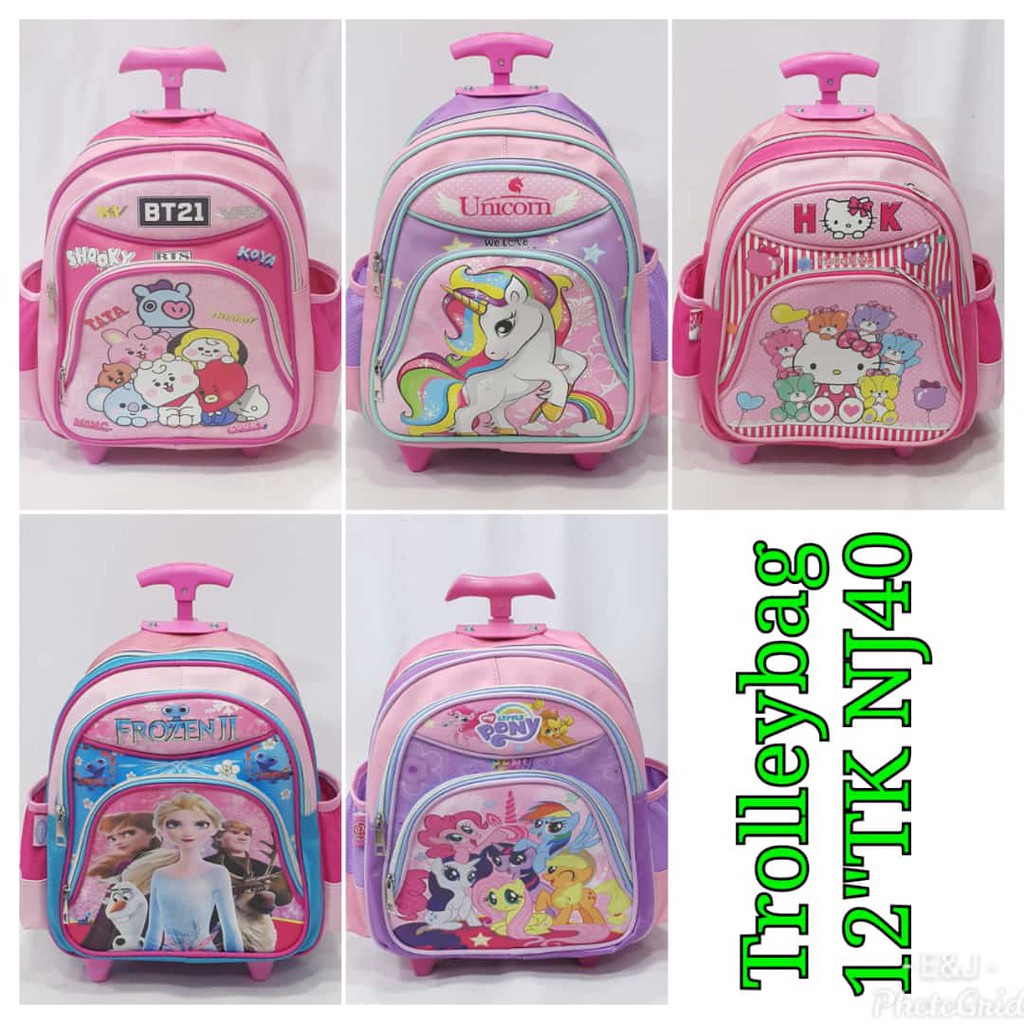 Tas Troli Dorong Anak Laki-Laki Tas Roda Bisa Ransel Karakter Bts Tobo Joyelsy-Tas Troly Anak Seko