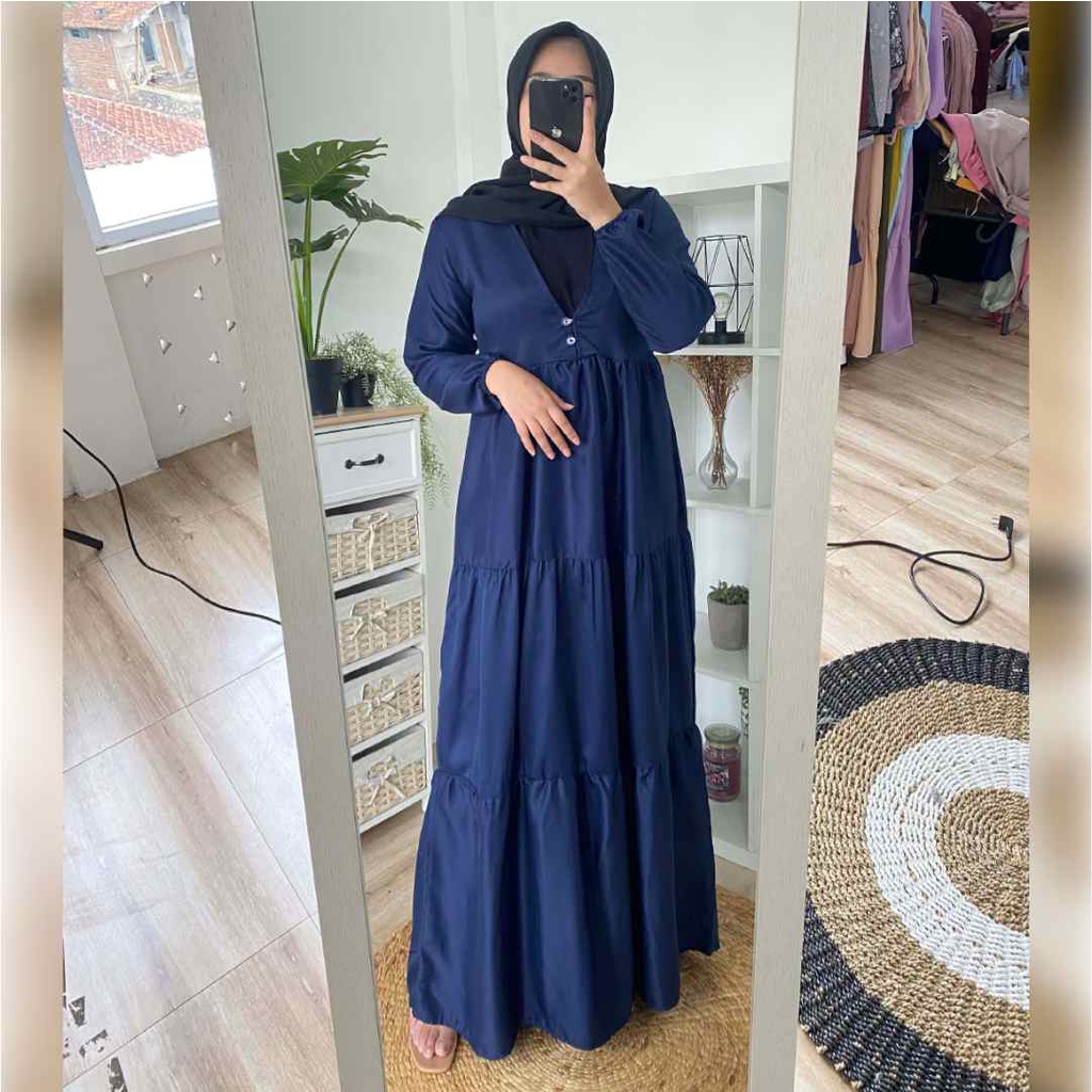 Manisha Maxy Dress Kondangan Polos Koreanstyle Gamis Lebaran Vintage By Gabrielfashion