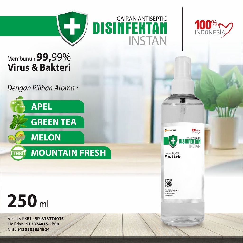 Desinfektan Instan  Aroma Buah Segar 250 ml / Cairan Desinfektan Aroma Segar Siap Pakai 250 Spray