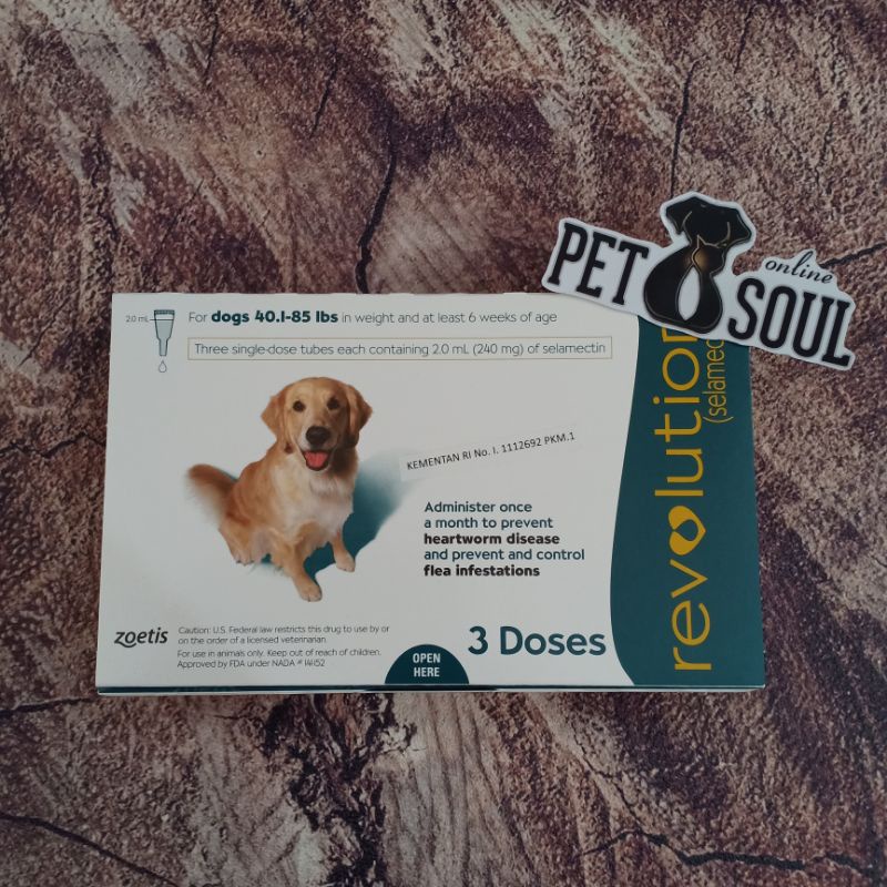 Revolution Teal For Dogs 40,1-80lbs / Revolution obat kutu anjing berat 20-40kg obat scabies