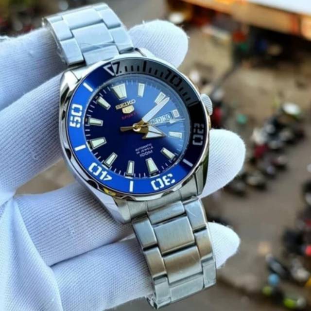 Jam Tangan Merek Seiko 5 Sport Blue Dial 24 Jewels Automatic 45mm