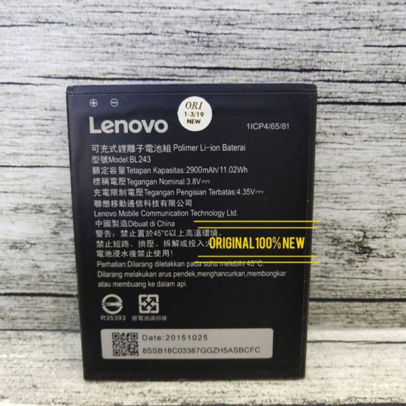 BATERAI LENOVO BL243 A7000/A7000 PLUS ORIGINAL 100%