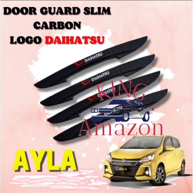 Door Guard Pelindung Pintu Mobil Motif Carbon Logo DAIHATSU NEW AYLA