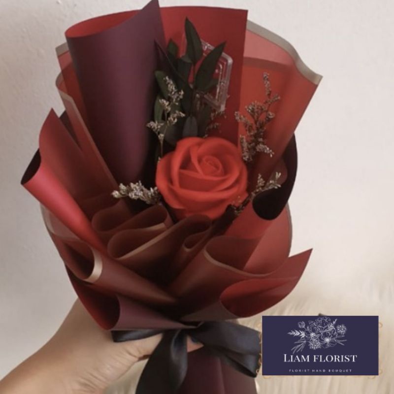 BUKET BUNGA ARTIFICIAL SIZE S/BUKET BUNGA MAWAR/BUKET 1 STEM BUNGA/BUKET WISUDA  ANNIVERSARY