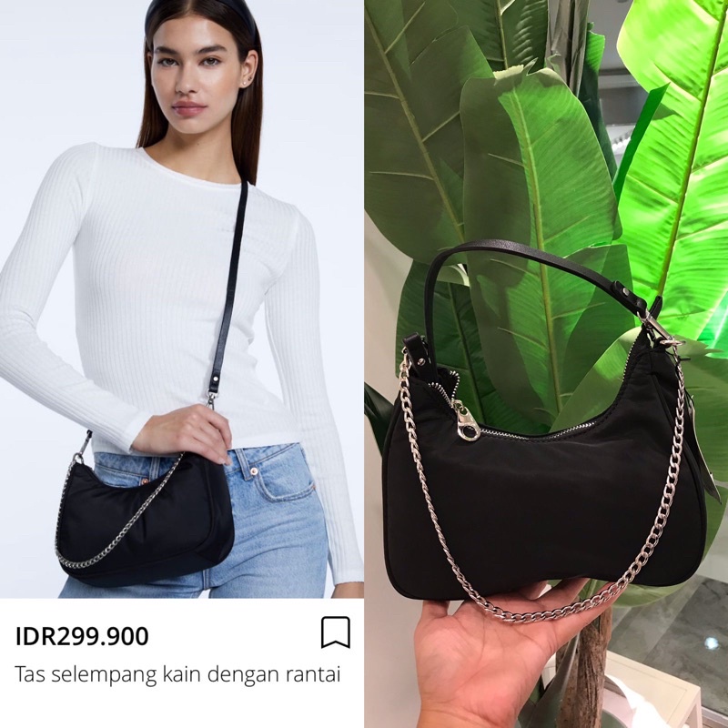STRADIVARIUS TAS SELEMPANG KAIN DENGAN RANTAI