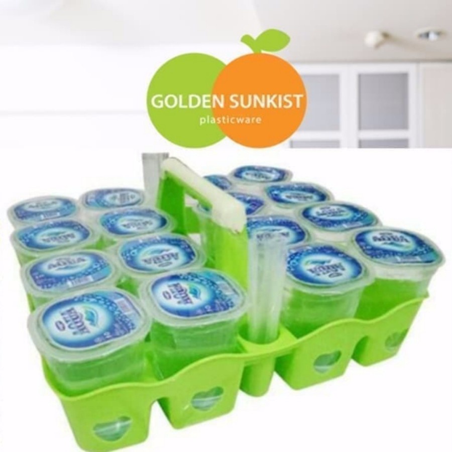 Jual Rak Aqua Keranjang Aqua Gelas Isi 16 Golden Sunkist Plastiktebal Shopee Indonesia 1629