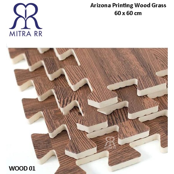 [2 KG] Arizona Puzzle Mat Printing Wood Grass Alas Lantai EVA foam Motif Kayu / Rumput 60 x 60cm