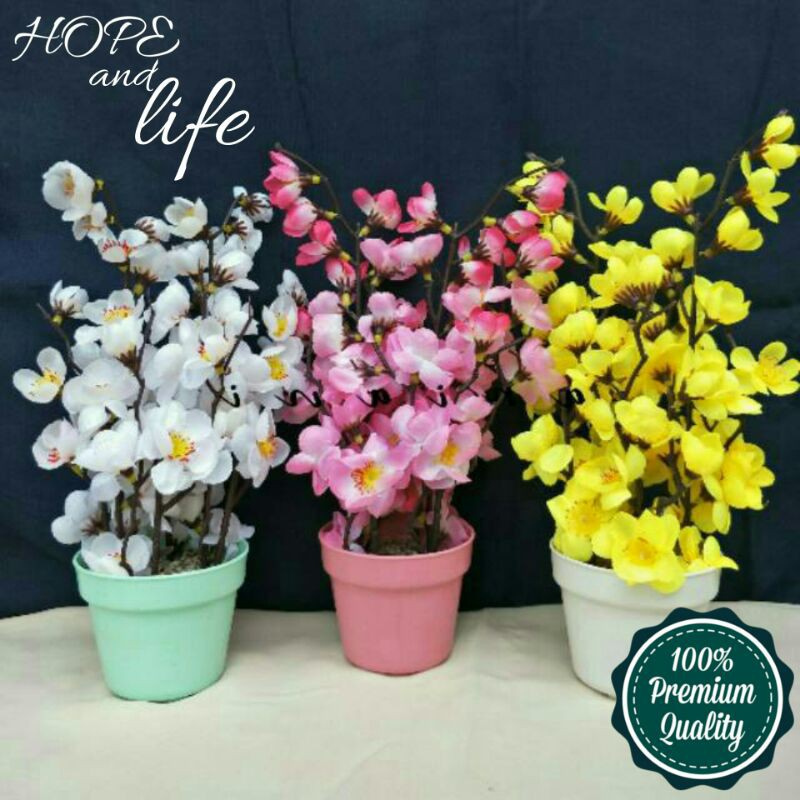 BUNGA SAKURA BUNGA HIAS PLASTIK SUVENIR TANAMAN HIAS HIASAN DINDING HIASAN KAMAR RUMAH HOME DEKOR