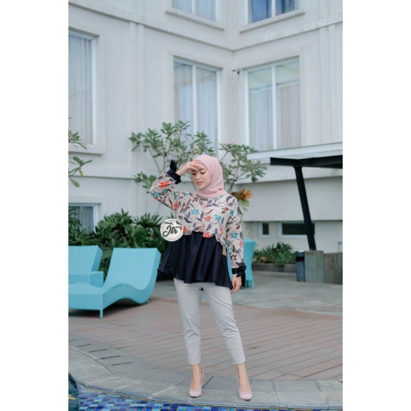 tey-17 Batik wanita ASJ SA HRB026 Kenongo Kemeja Tosca Pendek-Yasmine tosca