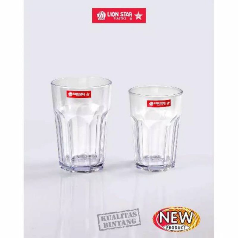 Gelas minum / Glass air bening akrilik plastik 350 ml / 500 mL (1 Pcs) Murano Set Lionstar GL-86