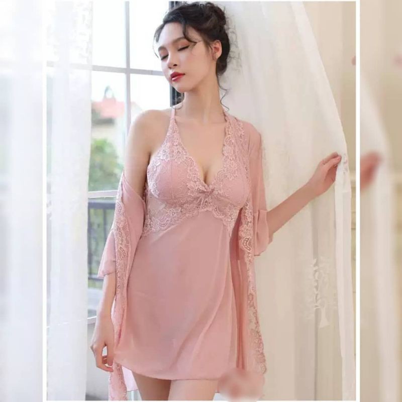 DeSecrettz MADELINE Baju Tidur Wanita Dewasa Sexy Model Kimono Set Includes Lingerie Sexy &amp; G String