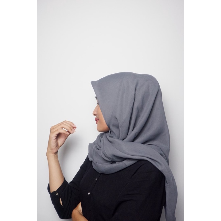 50 warna BELLA SQUARE JILBAB SEGI EMPAT POLLYCOTTON-bella charcoal
