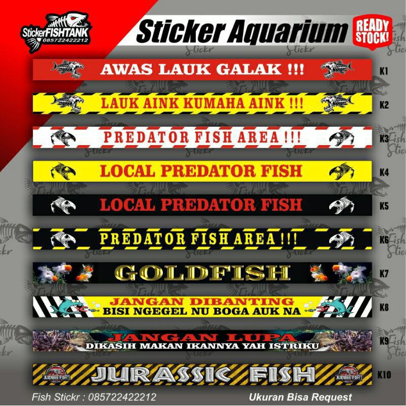 stiker aquarium awas ikan galak lucu unik stiker depan kaca waterfroof