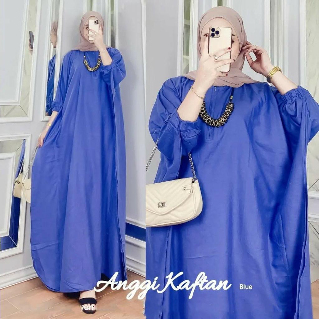 Anggi Kaftan Polos Wanita Jumbo Rayon Premium Gamis Kaftan Batik Modern Kekininan Bigsize LD 160 cm