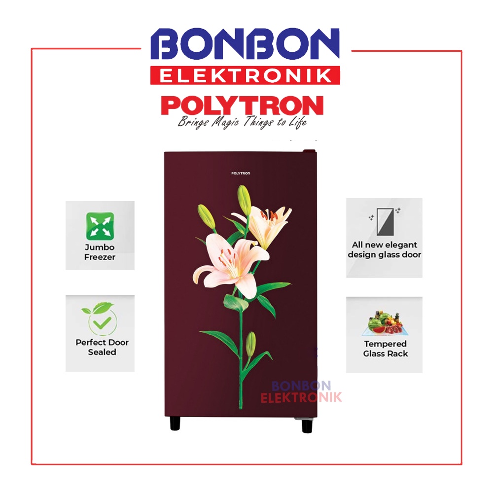 Polytron Kulkas 1 Pintu 150L PRB 157PR / PRB157 / PRB 157 PR Maroon