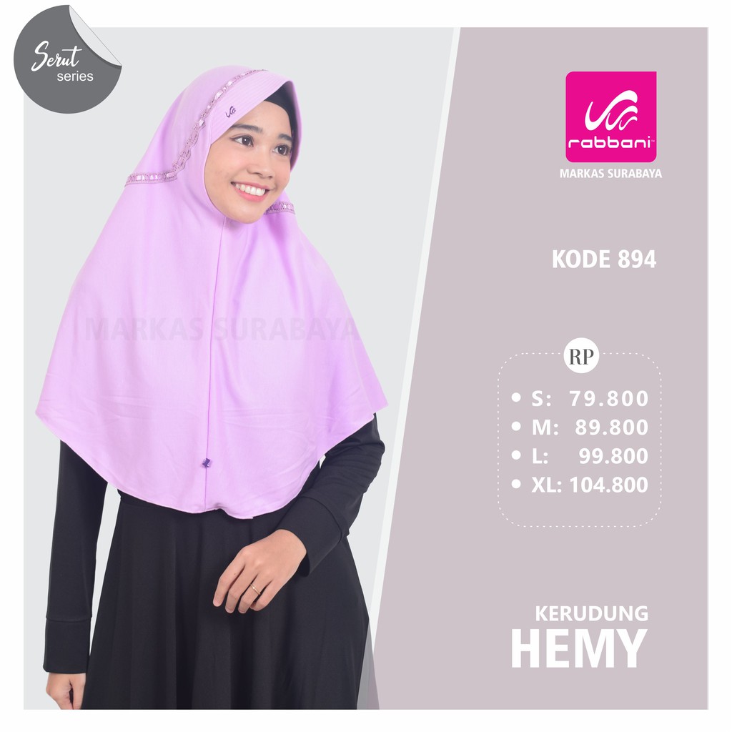 [2] KERUDUNG SERUT HEMY WARNA WARNI RABBANI (RENDA SAMPAI KEPALA)