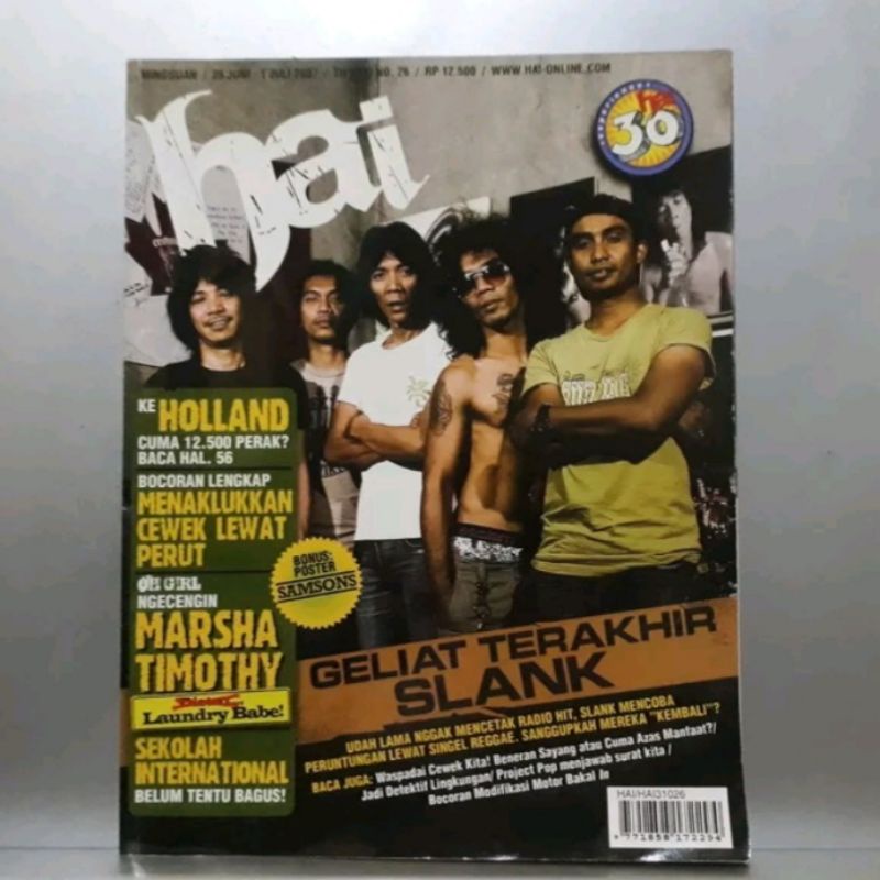 Majalah HAI No 26 - Juli 2007 - Cover Slank - Tanpa Bonus