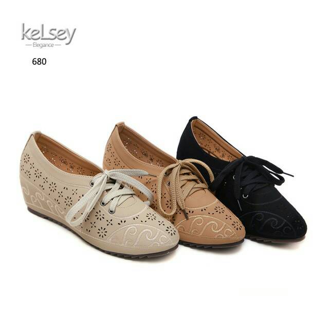 Wedges Bordir KeLsey 680 Original Sepatu Wanita Import Batam