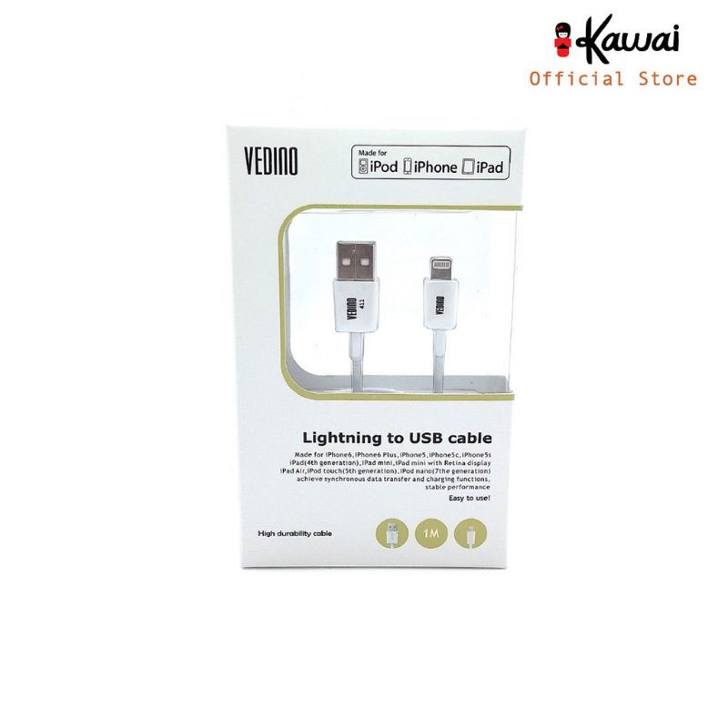 Ikawai VEDINO 411 Kabel Data &amp; Charger Lightning IOS MFi