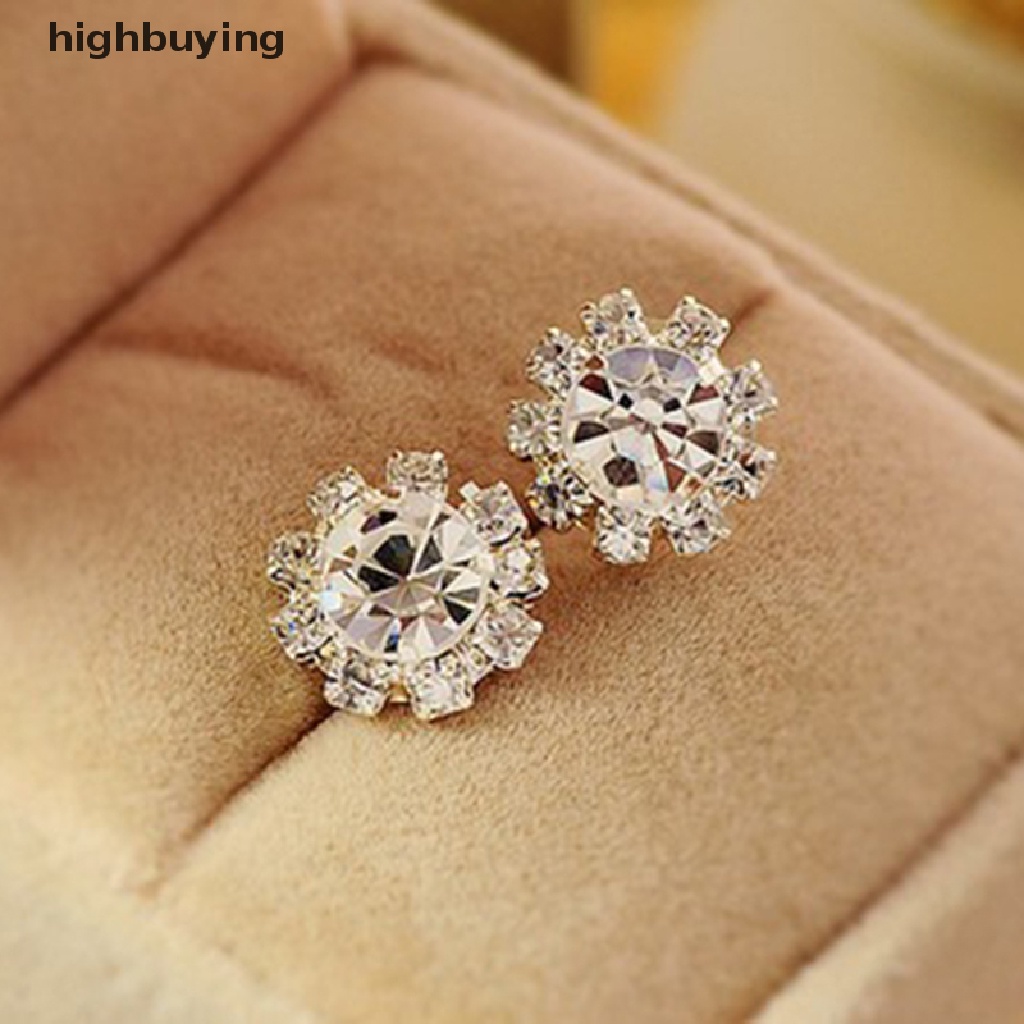 Hbid Anting Tusuk Bentuk Bunga Kristal Untuk Wanita