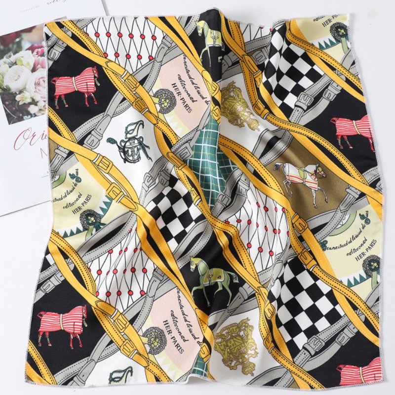 &quot;Andrea&quot; 50x50 cm Mini scarf, Scarf Leher, Scarf Tas, Bahan Silk Immitation