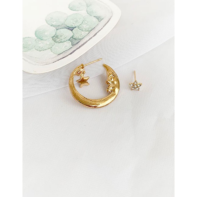 LRC Anting Tusuk Fashion Gold (price Of Four) Alloy Ear Stud Earrings Four Piece Set D68795