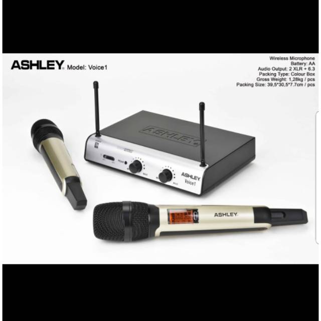 MIC ASHLEY VOICE1/VOICE 1 MICROPHONE WIRELESS 2 MIC PEGANG ORIGINAL