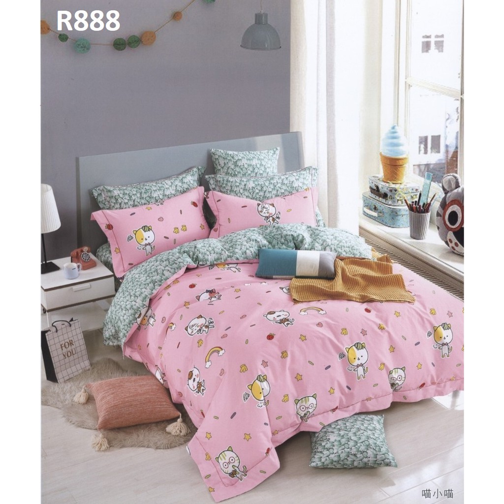 sprei katun jepang pigmen kode R888 motif kucing bisa 