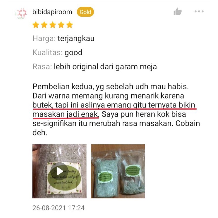 500gr Natural Sea Salt (Garam Laut tanpa proses)