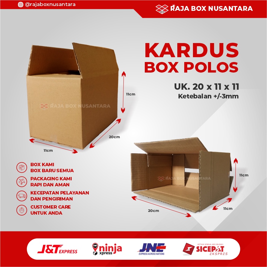

Kardus Packing Polos Uk 20x11x11cm Tebal