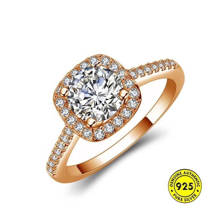 Cincin Zircon Bahan S925 Silver Gaya Eropa Dan Amerika Untuk Wanita