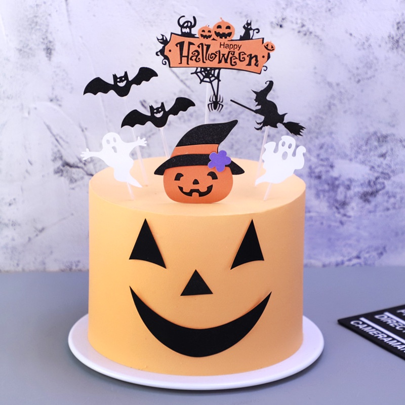 1 Set Topper Kue Desain Kartun Happy Halloween Untuk Dekorasi