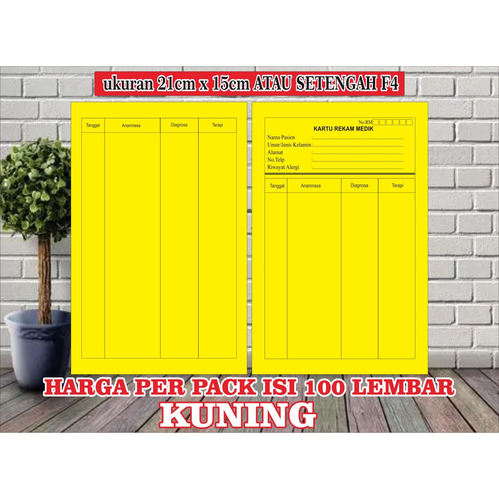 

Kartu RM Ukuran 19cm x 15cm ISI 100/PACK