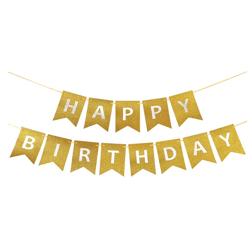 Banner Hapy birthday premium glitter and laser /  Banner ulang tahun / flag party