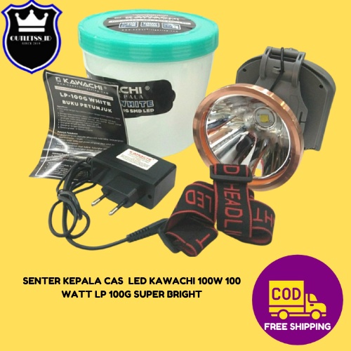 Senter Kepala 100 Watt Kawachi LP-100G Super Terang Tahan 40jam  Headlamp Jumbo Kawachi LP 100G 100W